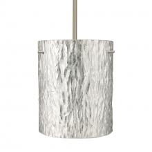 Besa Lighting 1TT-4006SS-SN-L - Besa Stem Pendant Tamburo 8 Satin Nickel Stone Silver Foil 1x100W Medium Base, 15Ft. Cord