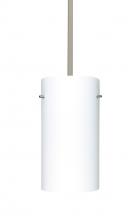 Besa Lighting 1TT-412007-SN-L - Besa Stem Pendant Stilo 12 Satin Nickel Opal Matte 1x150W Medium Base A21, 15Ft. Cord