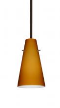 Besa Lighting 1TT-412480-BR-L - Besa Cierro Stem Pendant Bronze Amber Matte 1x100W Medium Base, 15Ft. Cord