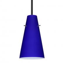 Besa Lighting 1TT-4124CM-BK - Besa Cierro Stem Pendant Black Cobalt Blue Matte 1x100W Medium Base