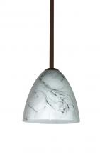 Besa Lighting 1TT-4470MG-BR-L - Besa Vila Stem Pendant Bronze Marble Grigio 1x60W Medium Base, 15Ft. Cord