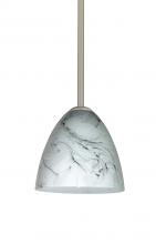 Besa Lighting 1TT-4470MG-SN-L - Besa Vila Stem Pendant Satin Nickel Marble Grigio 1x60W Medium Base, 15Ft. Cord