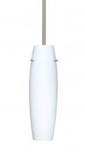 Besa Lighting 1TT-489707-SN-L - Besa Stem Pendant Suzi 14 Satin Nickel Opal Matte 1x100W Medium Base, 15Ft. Cord