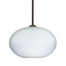 Besa Lighting 1TT-491207-BR-L - Besa Stem Pendant Pape 10 Bronze Opal Ribbed 1x100W Medium Base, 15Ft. Cord
