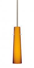 Besa Lighting 1TT-567480-SN-L - Besa Camino Stem Pendant Satin Nickel Amber Matte 1x40W E12 base, 15Ft. Cord
