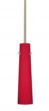 Besa Lighting 1TT-5674RM-HAL-SN - Besa Camino Stem Pendant Satin Nickel Ruby Matte 1x40W Halogen