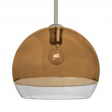 Besa Lighting 1TT-ALLY12AM-SN-L - Besa, Ally 12 Stem Pendant, Amber/Clear, Satin Nickel Finish, 1x60W Medium Base, 15Ft. Stem