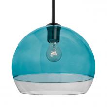 Besa Lighting 1TT-ALLY12BL-BK - Besa, Ally 12 Stem Pendant, Coral Blue/Clear, Black Finish, 1x60W Medium Base