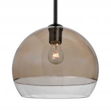 Besa Lighting 1TT-ALLY12SM-BK - Besa, Ally 12 Stem Pendant, Smoke/Clear, Black Finish, 1x60W Medium Base