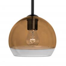 Besa Lighting 1TT-ALLY8AM-BK - Besa, Ally 8 Stem Pendant, Amber/Clear, Black Finish, 1x60W Medium Base
