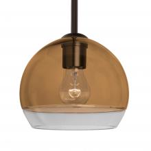 Besa Lighting 1TT-ALLY8AM-BR - Besa, Ally 8 Stem Pendant, Amber/Clear, Bronze Finish, 1x60W Medium Base
