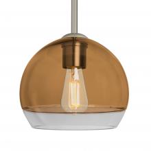 Besa Lighting 1TT-ALLY8AM-EDIL-SN - Besa, Ally 8 Stem Pendant, Amber/Clear, Satin Nickel Finish, 1x5W LED Filament