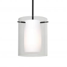 Besa Lighting 1TT-C00607-BK - Besa Stem Pendant Pahu 8 Black Clear/Opal 1x100W Medium Base