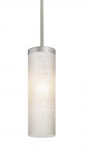 Besa Lighting 1TT-FRIZLN-LED-SN - Besa Friz Stem Pendant, White Linen, Satin Nickel Finish, 1x9W LED