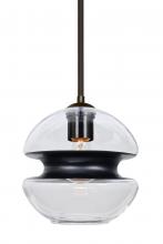 Besa Lighting 1TT-HULA8BK-BR - Besa, Hula 8 Stem Pendant, Clear/Black, Bronze Finish, 1x60W Medium Base