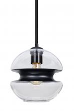 Besa Lighting 1TT-HULA8BK-EDIL-BK - Besa, Hula 8 Stem Pendant, Clear/Black, Black Finish, 1x8W LED Filament