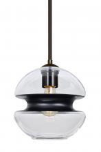 Besa Lighting 1TT-HULA8BK-EDIL-BR - Besa, Hula 8 Stem Pendant, Clear/Black, Bronze Finish, 1x8W LED Filament