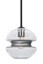 Besa Lighting 1TT-HULA8SL-EDIL-BK - Besa, Hula 8 Stem Pendant, Clear/Silver, Black Finish, 1x8W LED Filament