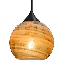 Besa Lighting 1TT-JILLYAM-BK - Besa, Jilly Stem Pendant, Vapor Amber, Black Finish, 1x60W MAX E26 Base