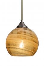 Besa Lighting 1TT-JILLYAM-SN - Besa, Jilly Stem Pendant, Vapor Amber, Satin Nickel Finish, 1x60W Medium Base