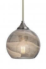 Besa Lighting 1TT-JILLYSM-EDIL-SN - Besa, Jilly Stem Pendant, Vapor Smoke, Satin Nickel Finish, 1x5W LED Filament