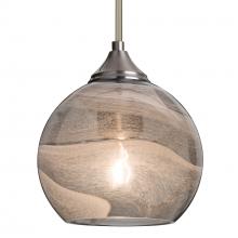 Besa Lighting 1TT-JILLYSM-SN-L - Besa, Jilly Stem Pendant, Vapor Smoke, Satin Nickel Finish, 1x60W Medium Base, 15Ft. Cord