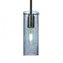 Besa Lighting 1TT-JUNI10BL-BR-L - Besa, Juni 10 Stem Pendant, Blue Bubble, Bronze, 1x60W Medium Base, 15Ft. Cord