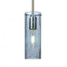 Besa Lighting 1TT-JUNI10BL-SN-L - Besa, Juni 10 Stem Pendant, Blue Bubble, Satin Nickel, 1x60W Medium Base, 15Ft. Cord