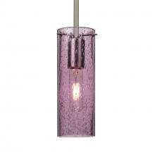 Besa Lighting 1TT-JUNI10PL-SN-L - Besa, Juni 10 Stem Pendant, Plum Bubble, Satin Nickel, 1x60W Medium Base, 15Ft. Cord