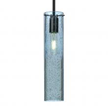 Besa Lighting 1TT-JUNI16BL-BK - Besa, Juni 16 Stem Pendant, Blue Bubble, Black, 1x60W Medium Base