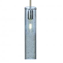 Besa Lighting 1TT-JUNI16BL-SN-L - Besa, Juni 16 Stem Pendant, Blue Bubble, Satin Nickel, 1x60W Medium Base, 15Ft. Cord