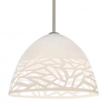 Besa Lighting 1TT-KIEVWH-LED-SN-L - Besa Kiev Stem Pendant, White, Satin Nickel Finish, 1x9W LED, 15Ft. Cord