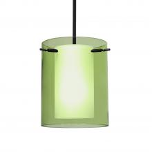 Besa Lighting 1TT-L00607-BK - Besa Stem Pendant Pahu 8 Black Transparent Olive/Opal 1x100W Medium Base