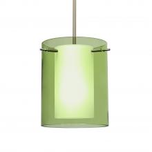 Besa Lighting 1TT-L00607-SN-L - Besa Stem Pendant Pahu 8 Satin Nickel Transparent Olive/Opal 1x100W Medium Base, 15Ft. Cord