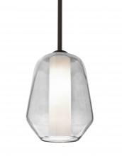Besa Lighting 1TT-LINKCL-LED-BR - Besa Link Stem Pendant, Clear/Opal, Bronze Finish, 1x9W LED