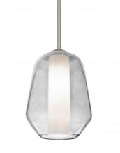 Besa Lighting 1TT-LINKCL-SN - Besa Link Stem Pendant, Clear/Opal, Satin Nickel Finish, 1x60W Medium Base
