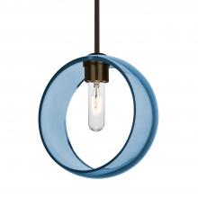 Besa Lighting 1TT-MANABL-BR-NI-L - Besa Mana Pendant, Blue, Bronze Finish, 1x60W Medium Base, 15Ft. Cord