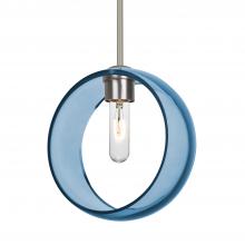 Besa Lighting 1TT-MANABL-SN-NI - Besa Mana Pendant, Blue, Satin Nickel Finish, 1x60W Medium Base