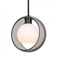Besa Lighting 1TT-MANASM-BK - Besa Mana Pendant, Smoke/Opal, Black Finish, 1x60W Medium Base