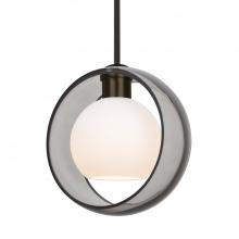 Besa Lighting 1TT-MANASM-BR-L - Besa Mana Pendant, Smoke/Opal, Bronze Finish, 1x60W Medium Base, 15Ft. Cord