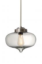 Besa Lighting 1TT-MIRACL-EDIL-SN-L - Besa Mira Stem Pendant Satin Nickel Clear 1x4W LED Filament, 15Ft. Cord