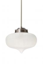 Besa Lighting 1TT-MIRAFR-EDIL-SN-L - Besa Mira Stem Pendant Satin Nickel Frost 1x4W LED Filament, 15Ft. Cord