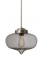Besa Lighting 1TT-MIRASM-EDIL-SN-L - Besa Mira Stem Pendant Satin Nickel Smoke 1x4W LED Filament, 15Ft. Cord