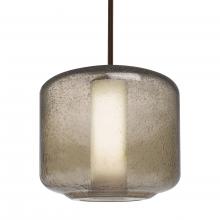 Besa Lighting 1TT-NILES10SO-LED-BR-L - Besa Niles 10 Pendant, Smoke Bubble/Opal, Bronze Finish, 1x5W LED, 15Ft. Cord