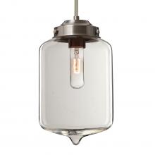 Besa Lighting 1TT-OLINCL-SN-L - Besa Olin Stem Pendant Satin Nickel Clear 1x60W Medium Base T10, 15Ft. Cord