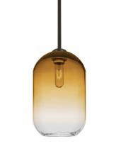 Besa Lighting 1TT-OMEGA12AM-BR - Besa, Omega 12 Stem Pendant,Amber/Clear, Bronze Finish, 1x60W Medium Base