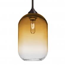 Besa Lighting 1TT-OMEGA12AM-BR-L - Besa, Omega 12 Stem Pendant, Amber/Clear, Bronze Finish, 1x60W Medium Base, 15Ft. Cord