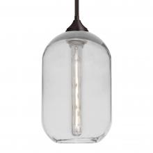 Besa Lighting 1TT-OMEGA12CL-EDIL-BR-L - Besa, Omega 12 Stem Pendant, Clear, Bronze Finish, 1x5W LED Filament, 15Ft. Cord