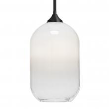 Besa Lighting 1TT-OMEGA12WH-BK - Besa, Omega 12 Stem Pendant, White/Clear, Black Finish, 1x60W Medium Base