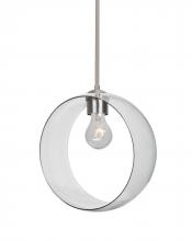 Besa Lighting 1TT-PLATOCL-SN-NI-L - Besa, Plato Stem Pendant, Clear, Satin Nickel Finish, 1x60W Medium Base, 15Ft. Cord